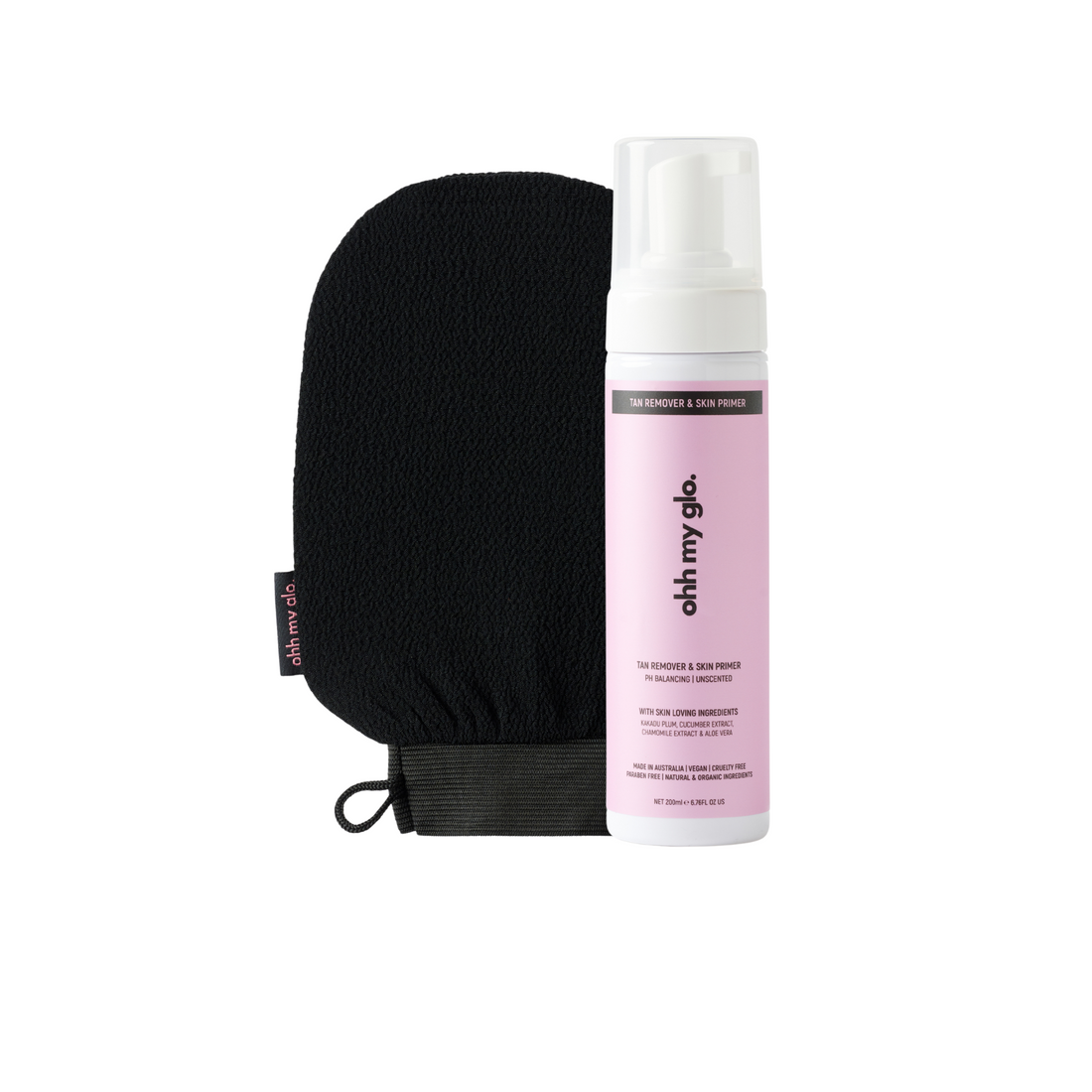setting spray and exfoliating glove