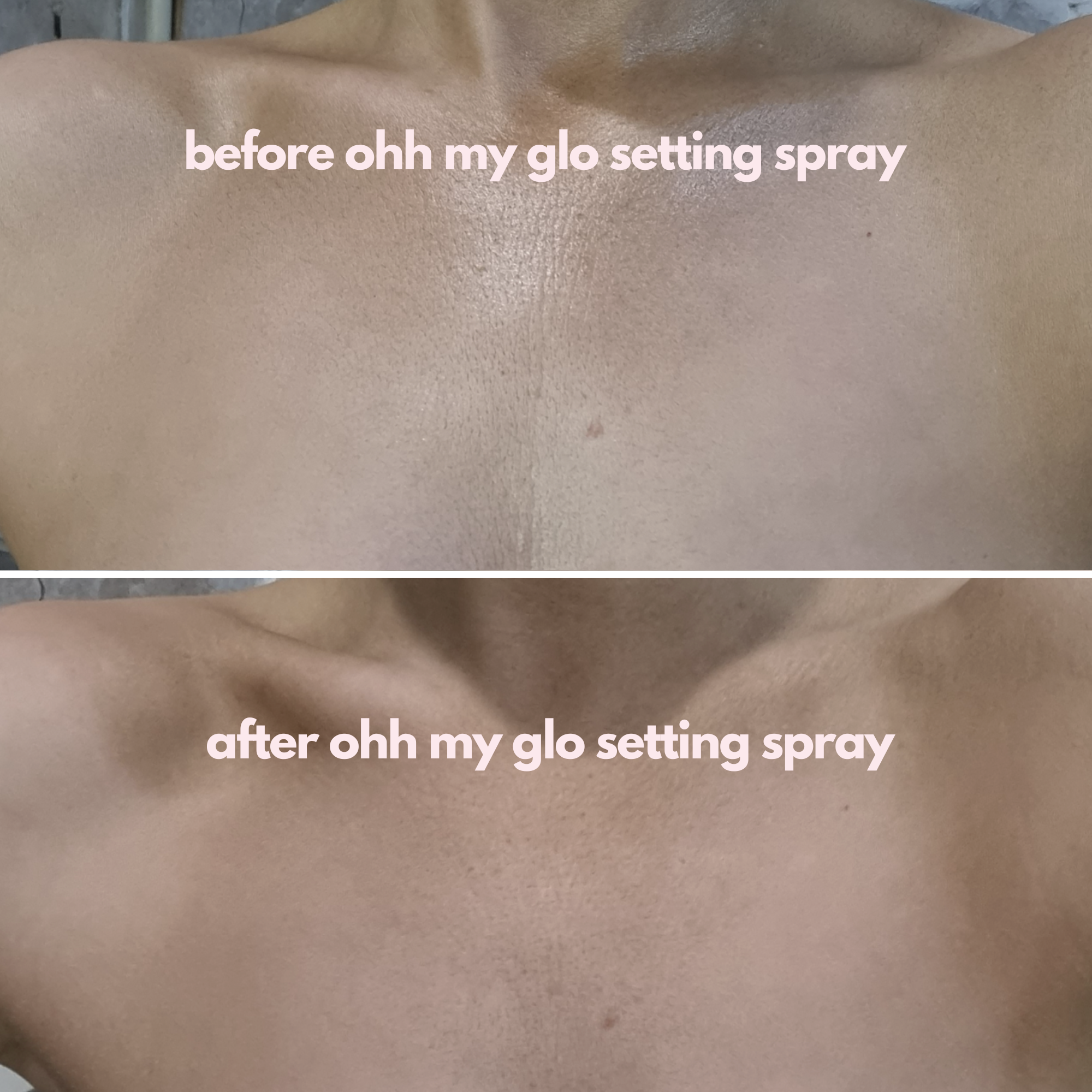 an image of before and after the setting spray