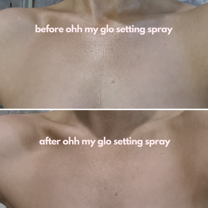 an image of before and after the setting spray