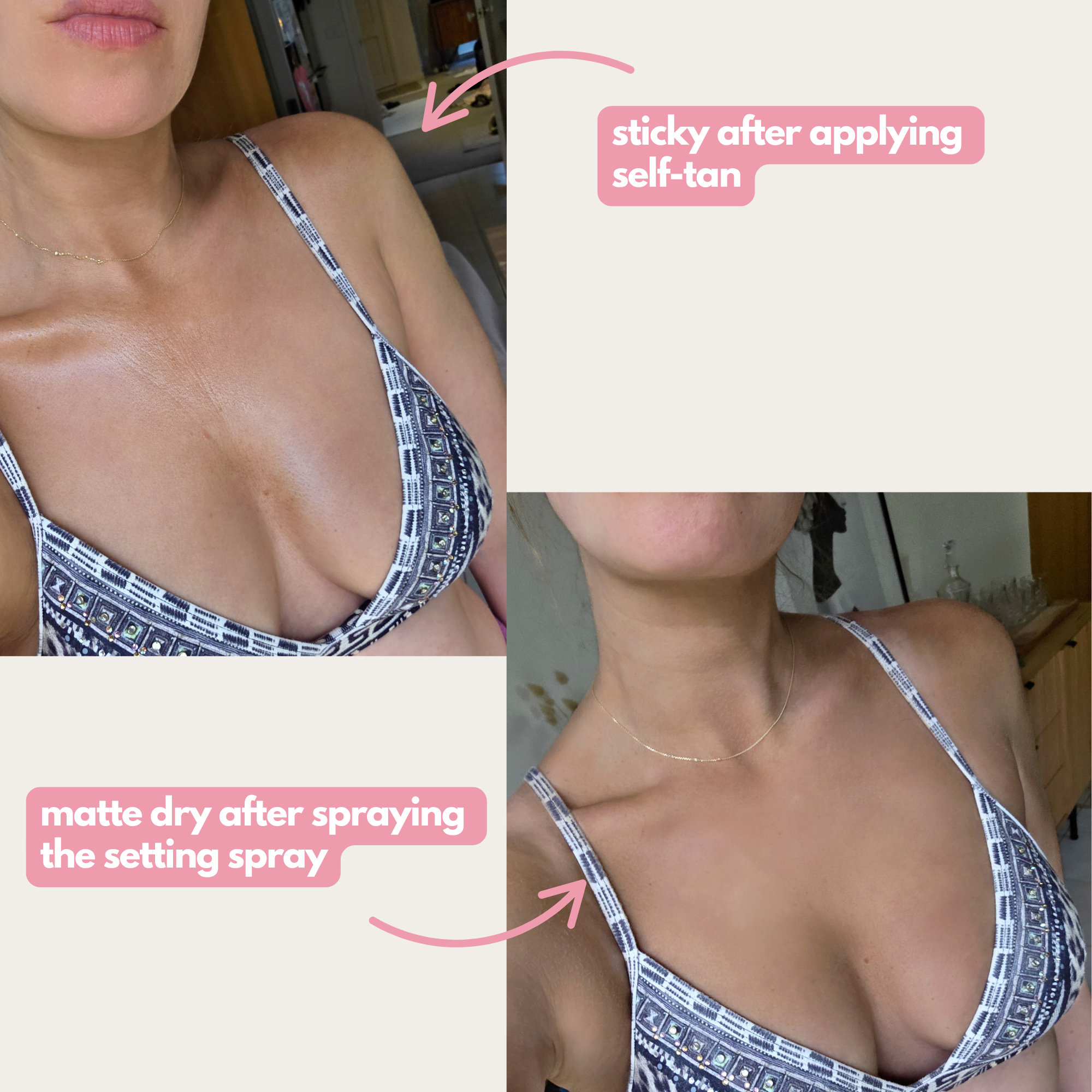 before and after of ohh my glo setting spray