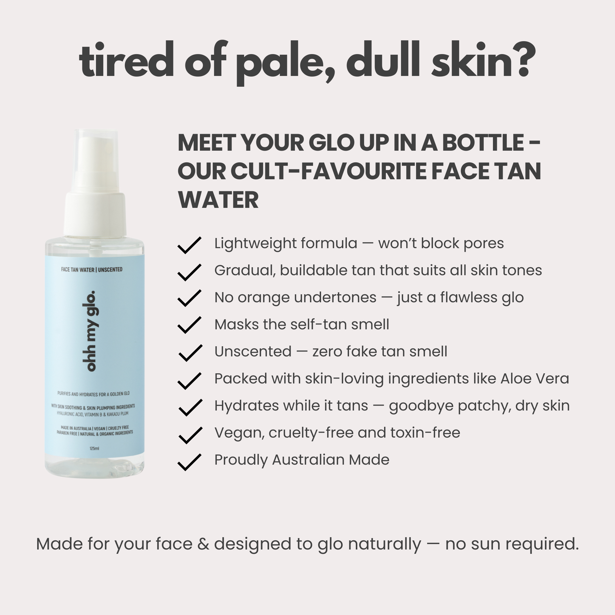 face tan water glo in a bottle