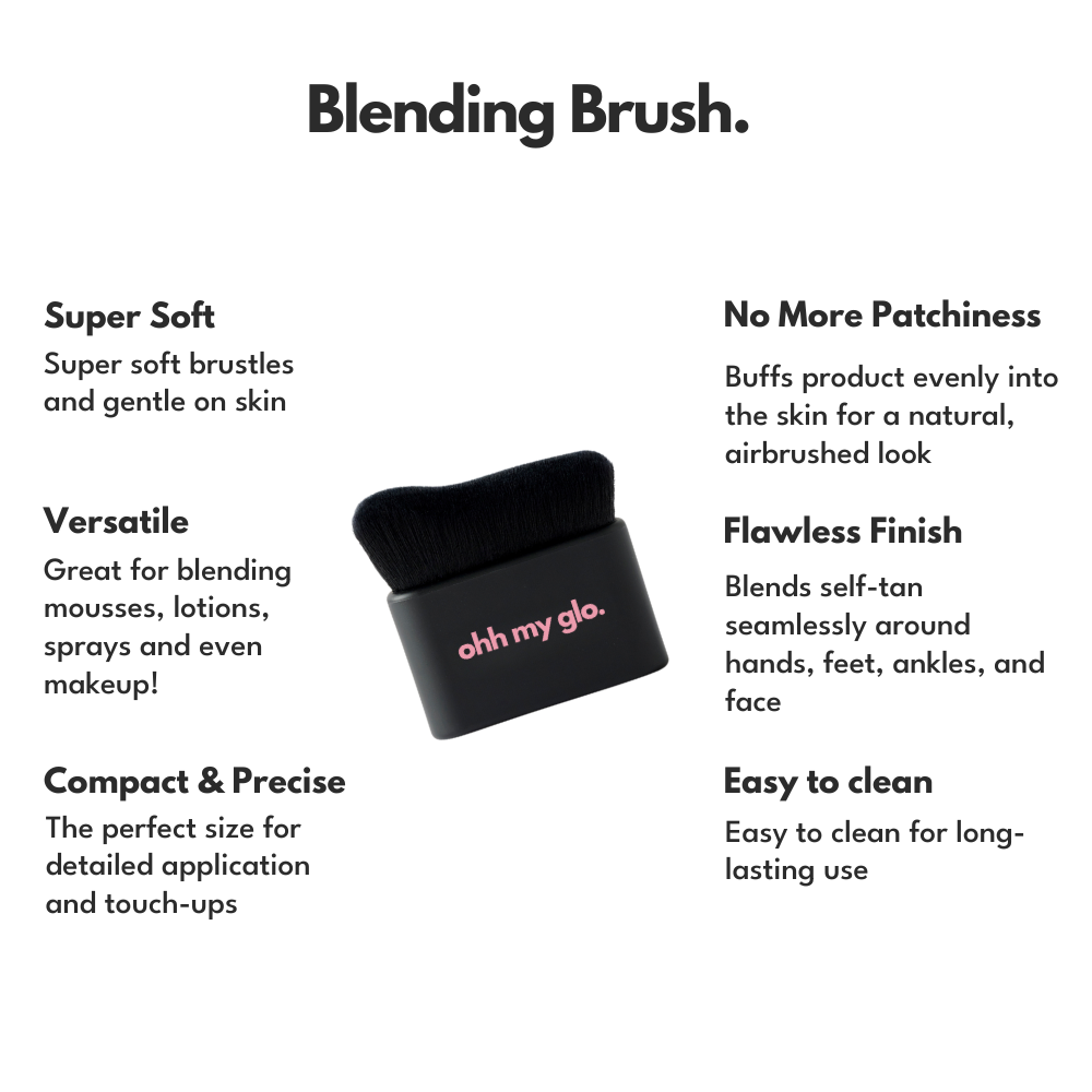 Ohh My Glo Blending Brush features and benefits infographic