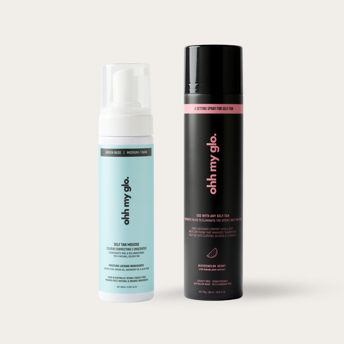 ohh my glo medium dark green based tan and setting spray