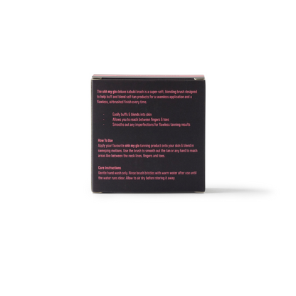 Ohh My Glo Blending Brush packaging back showing product details and care info