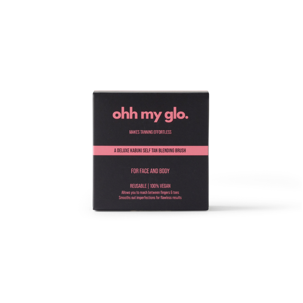 Ohh My Glo Blending Brush packaging front with logo and pink design