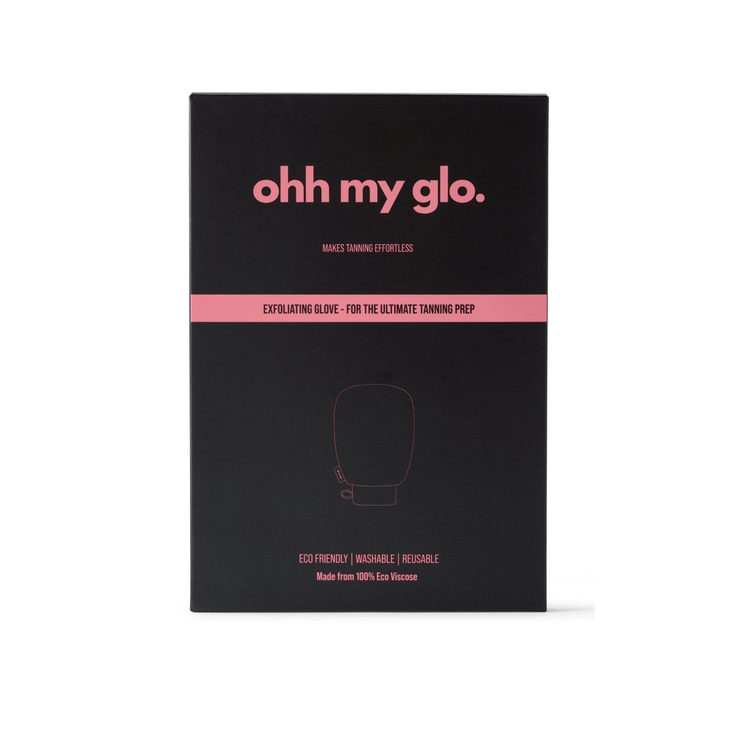 Ohh My Glo Exfoliating Glove packaging front with pink logo