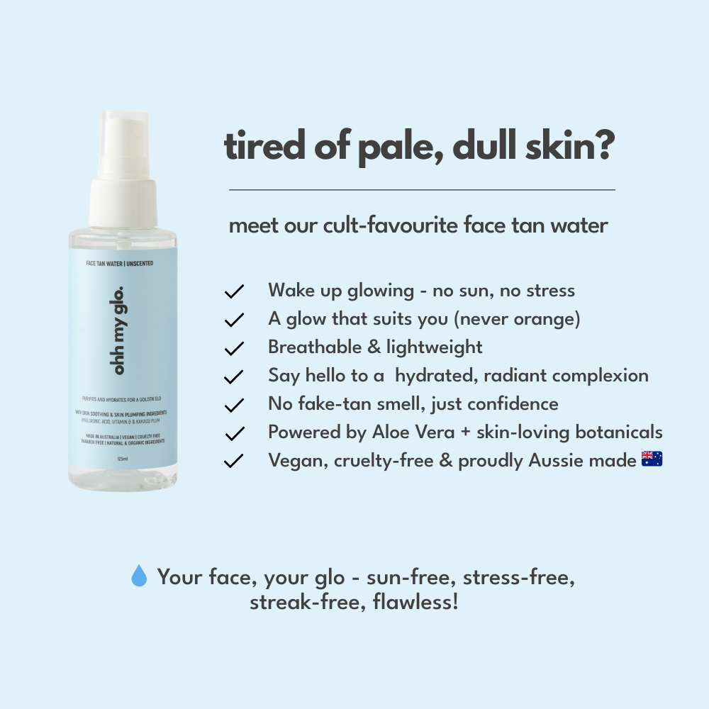 Ohh My Glo Face Tan Water information tile for pale or dull skin