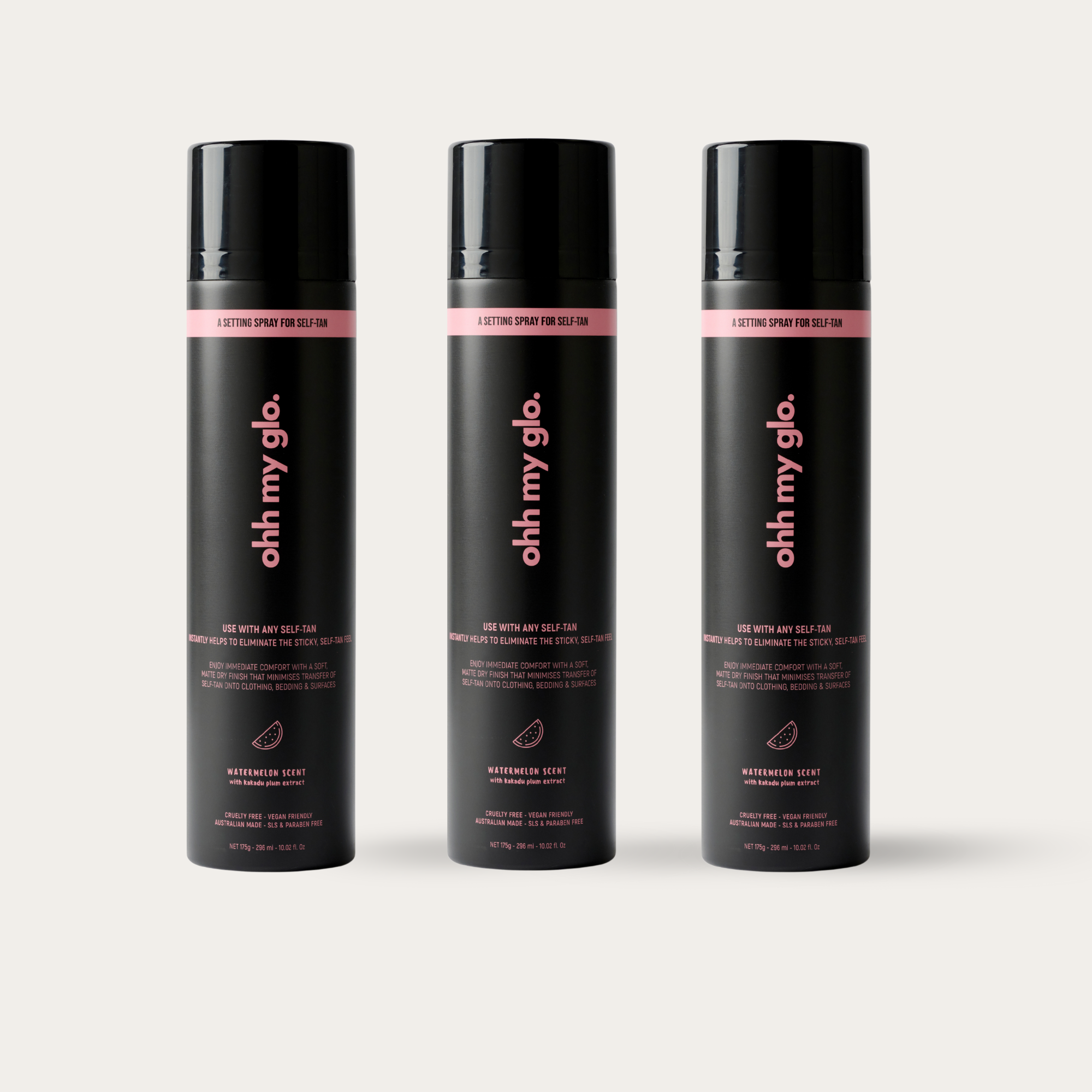 Ohh My Glo Self Tan Setting Spray 3-Pack product image on beige background