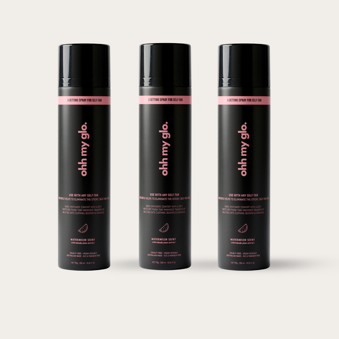 Ohh My Glo Self Tan Setting Spray 3-Pack product image on beige background