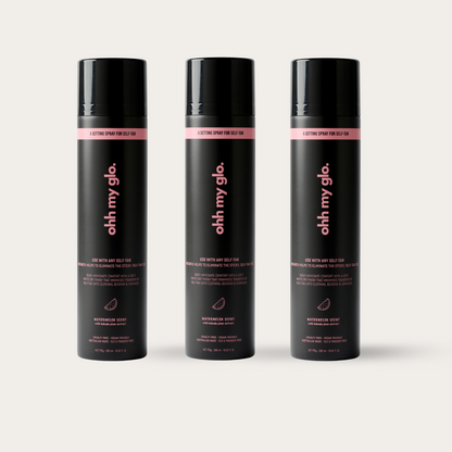 Ohh My Glo Self Tan Setting Spray 3-Pack product image on beige background