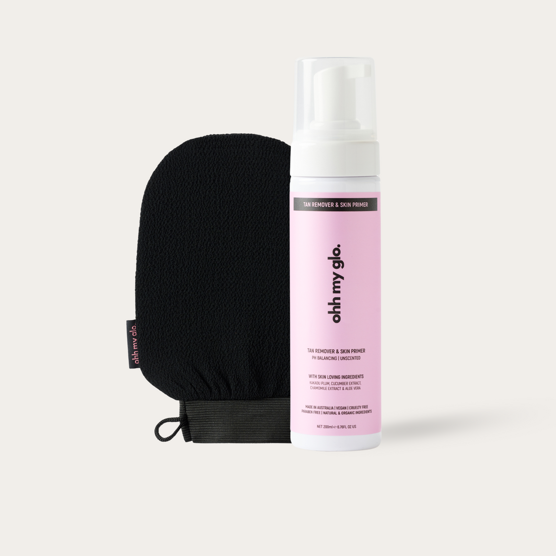 Ohh My Glo 2-in-1 Tan Remover and Skin Primer with exfoliating glove