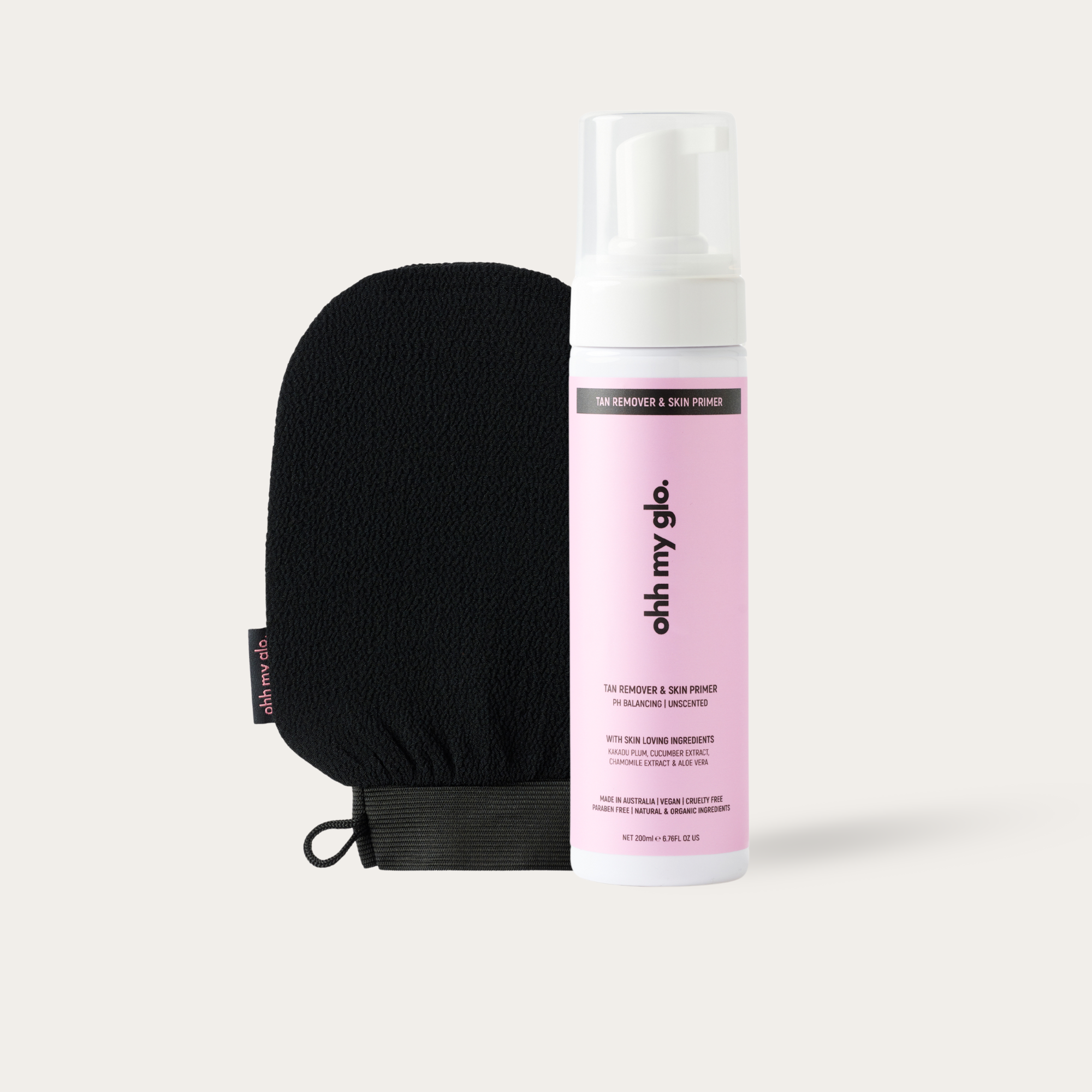 Ohh My Glo 2-in-1 Tan Remover and Skin Primer with exfoliating glove