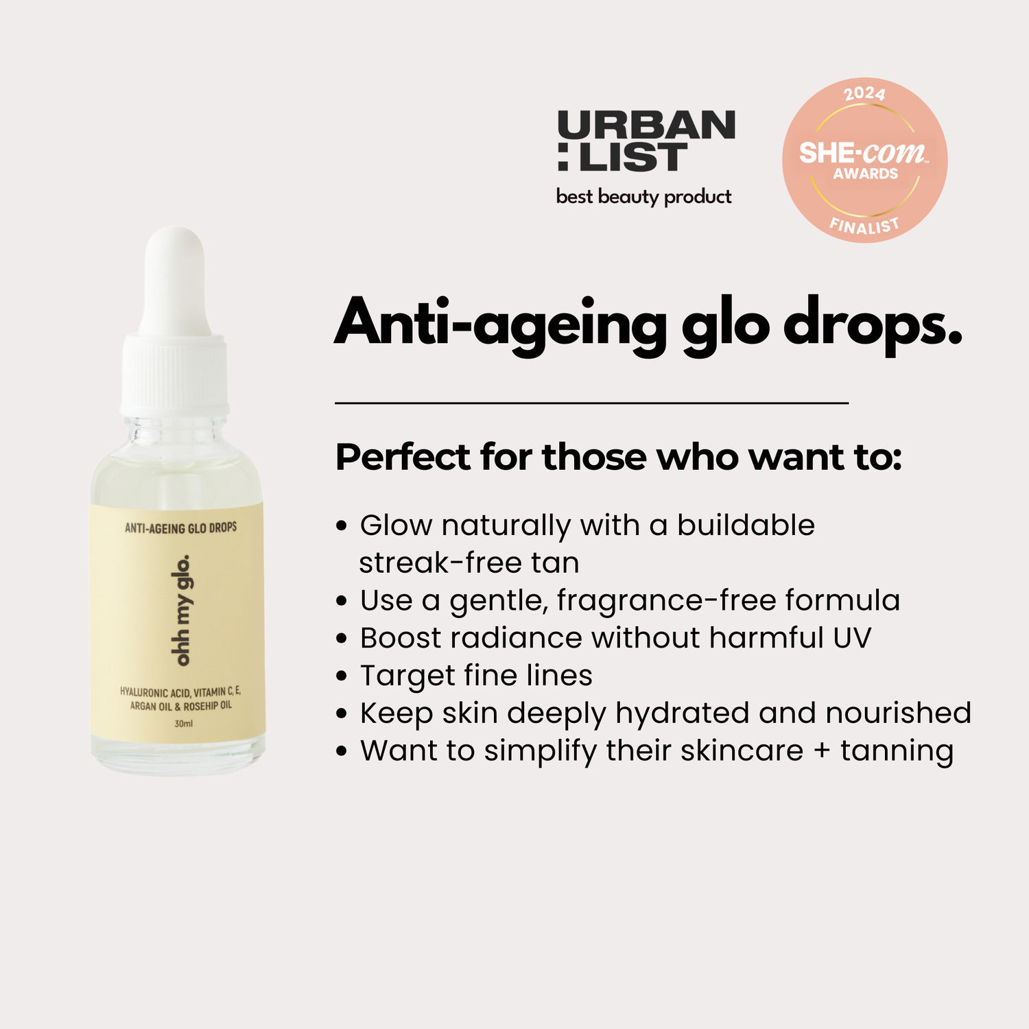 anti-ageing glo drops features