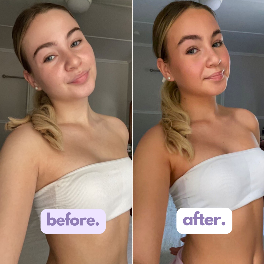 before and after medium dark purple base