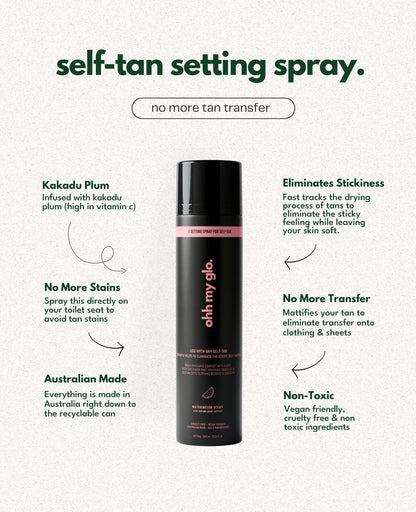 The Tanning Duo: Purple Base Tan (Medium/ Dark) &amp; Self - Tan Setting Spray - Ohh My Glo Pty Ltd